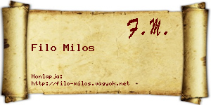 Filo Milos névjegykártya